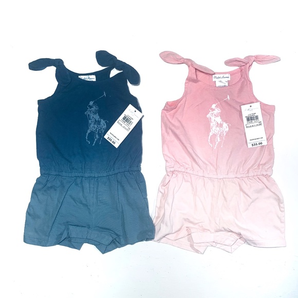 Ralph Lauren Other - Ralph Lauren Blue/Pink Ombré Baby Rompers NWT